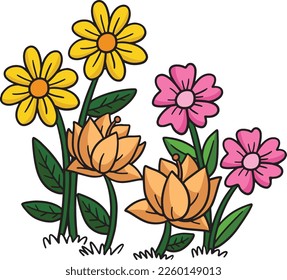 Spring Flower Cartoon Colored Clipart Illustration