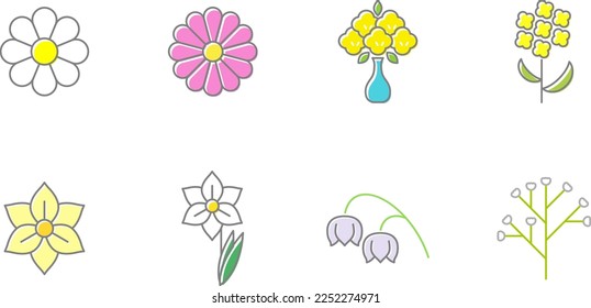 spring flower colorful icon set