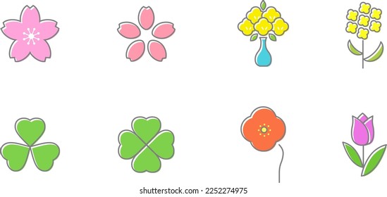 spring flower colorful icon set