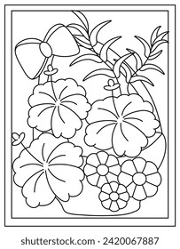 Spring flower coloring page design with hand drawn vector 