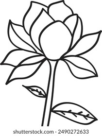 Spring Flower Coloring Page for Kids Free Vector