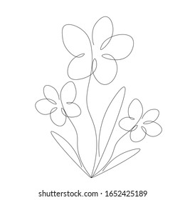 Spring flower. Continuous line drawing. Vector illustration