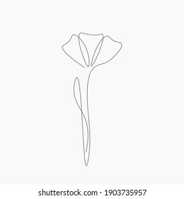 Dibujo continuo de flor de primavera. Ilustración del vector