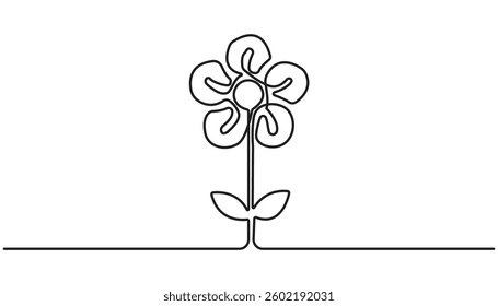 spring flower continuous one line drawing
