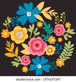 Spring flower decoration vector art illustration