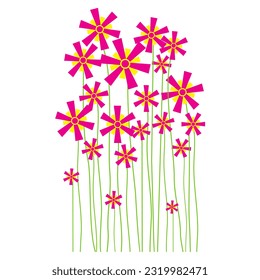 Spring flower. Early spring flowers isolated on White Background. Reddish Pink Flower Beautiful vector illustration.  Elements for design.