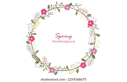 spring flower element circle frame. Flower background. Floral poster, invite. Vector arrangements for greeting card or invitation design