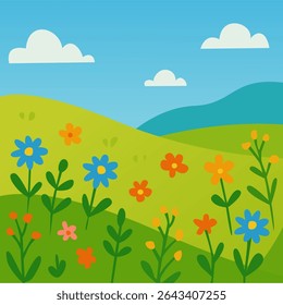 Spring Flower Field – Blooming Nature Illustration