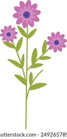 Spring Flower with Flat Cartoon Design. Vector Illustration on White Background.