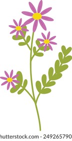 Spring Flower with Flat Cartoon Design. Vector Illustration on White Background.