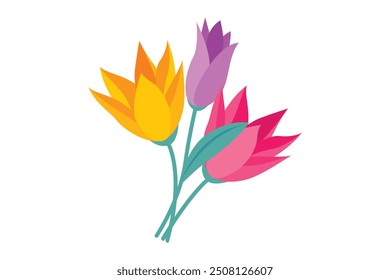 Spring Flower Flat Sticker Design
