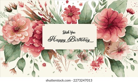 Spring flower floral background with watercolor