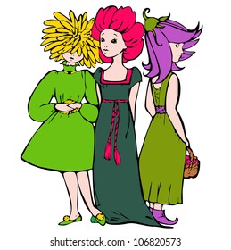 Spring flower girls
