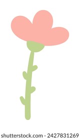 Spring flower hand drawn illustration. Flat style design, isolated vector. Easter holiday clip art, seasonal card, banner, poster, element. Spring blossom, bloom, floral