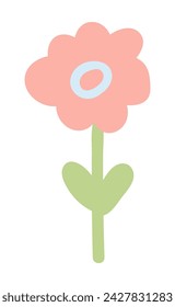 Spring flower hand drawn illustration. Flat style design, isolated vector. Easter holiday clip art, seasonal card, banner, poster, element. Spring blossom, bloom, floral