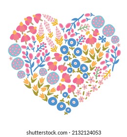 Spring flower heart. Vector illustration.