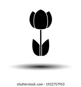 Spring Flower Icon. Black on White Background With Shadow. Vector Illustration.