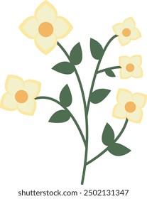 Spring Flower Illustration in Flat Cartoon Style. Isolated on White Background