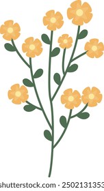 Spring Flower Illustration in Flat Cartoon Style. Isolated on White Background