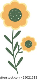 Spring Flower Illustration in Flat Cartoon Style. Isolated on White Background