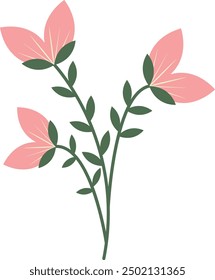 Spring Flower Illustration in Flat Cartoon Style. Isolated on White Background