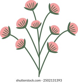 Spring Flower Illustration in Flat Cartoon Style. Isolated on White Background