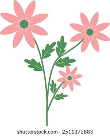 Frühlingsblumen-Illustration mit flachem Cartoon-Design und Form. Vektorsymbol einzeln auf weißem Hintergrund