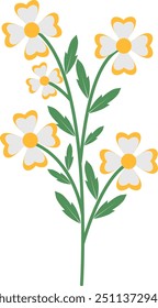 Ilustración de flores de primavera con diseño plano de dibujos animados y forma. Icono de Vector aislado sobre fondo blanco