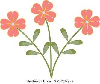 Ilustración de flores de primavera con diseño simple. Clipart de Vector plano