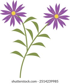 Ilustração de flor de primavera com design simples. Clipart de vetor plano