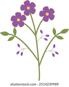 Spring Flower Illustration with Simple Design. Flat Vector Clipart