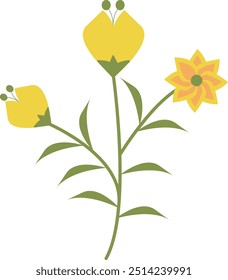 Spring Flower Illustration with Simple Design. Flat Vector Clipart