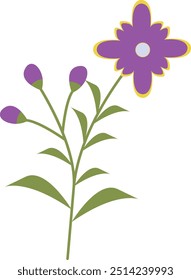 Ilustração de flor de primavera com design simples. Clipart de vetor plano