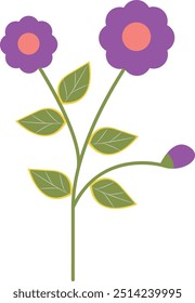 Ilustração de flor de primavera com design simples. Clipart de vetor plano