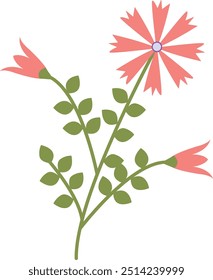 Spring Flower Illustration with Simple Design. Flat Vector Clipart