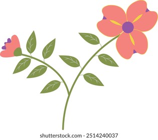 Spring Flower Illustration with Simple Design. Flat Vector Clipart