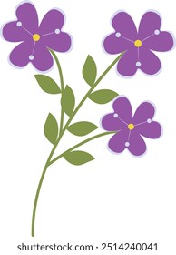 Ilustración de flores de primavera con diseño simple. Clipart de Vector plano