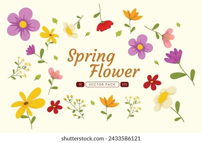 Spring flower Illustration Vector Set