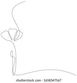 Spring flower isolated on white background. Continuous line drawing. Vector illustration