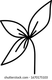 Flor de primavera aislada en fondo blanco. ramas de hojas de plantas dibujadas. Diga flor. Dibujo vectorial de esquema de doodle para diseño de boda, logotipo, tarjeta de saludo.
