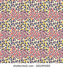 Spring Flower And Leaf Seamless Pattern Background.