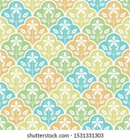 Spring flower and leaf tiled floral background pattern