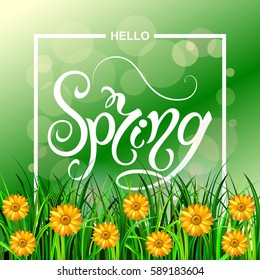 Spring Flower. Spring Lettering. Vector Illustration