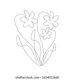 Spring flower line drawn. Vector illustration