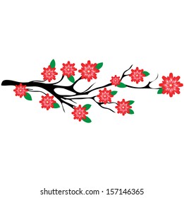 Spring flower love tree. Vector illustration