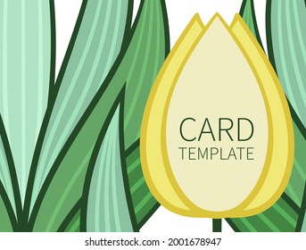Spring flower in a modern style. Pattern, ornament from tulips. Card template, background with place for text. Vector illustration