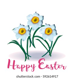 spring flower narcissus for Happy Easter, vector