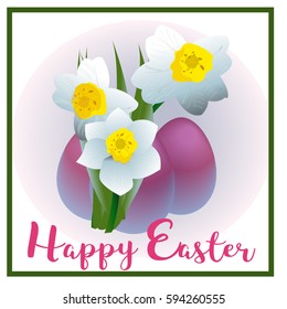 spring flower narcissus for Happy Easter, vector