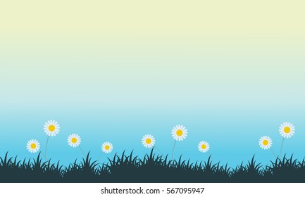 Spring with flower oh hill landscape vector art