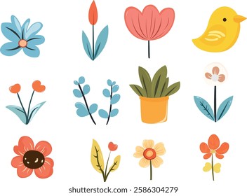 spring flower palnt cute icons